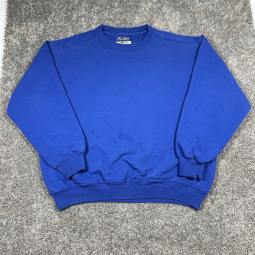 VTG 90s Pluma Russell Athletic Sweatshirt XL Blank Blue Distressed Faded Y2K USA